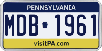 PA license plate MDB1961