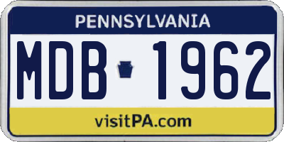 PA license plate MDB1962