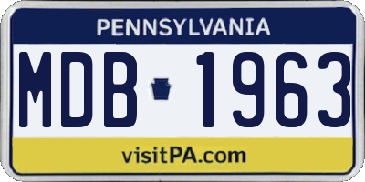 PA license plate MDB1963