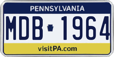 PA license plate MDB1964