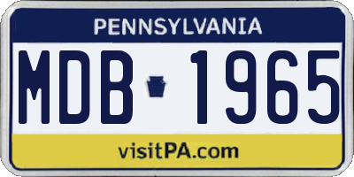 PA license plate MDB1965