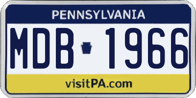 PA license plate MDB1966