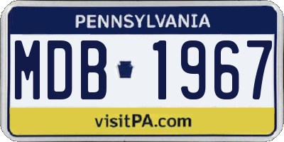 PA license plate MDB1967