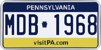 PA license plate MDB1968