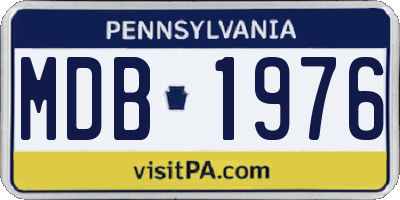 PA license plate MDB1976