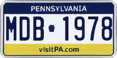 PA license plate MDB1978
