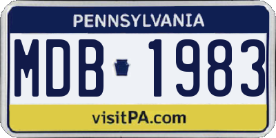 PA license plate MDB1983