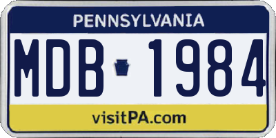 PA license plate MDB1984