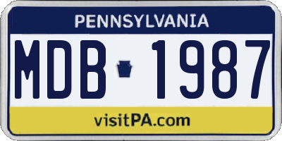 PA license plate MDB1987