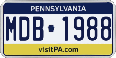 PA license plate MDB1988