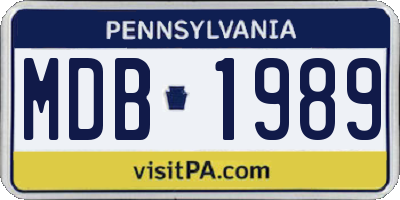 PA license plate MDB1989