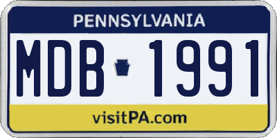 PA license plate MDB1991