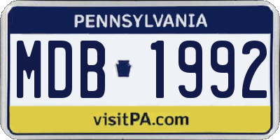 PA license plate MDB1992