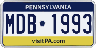 PA license plate MDB1993