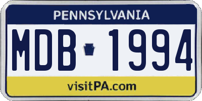 PA license plate MDB1994
