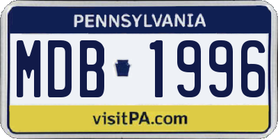 PA license plate MDB1996
