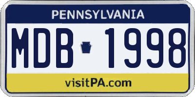 PA license plate MDB1998