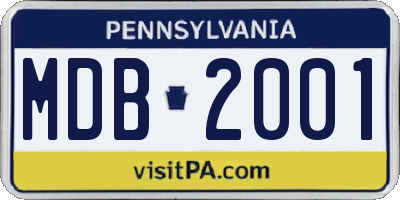 PA license plate MDB2001