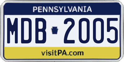 PA license plate MDB2005