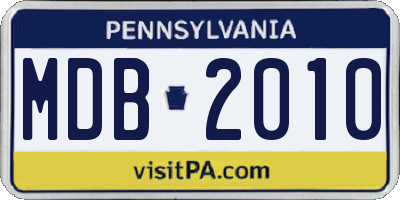 PA license plate MDB2010
