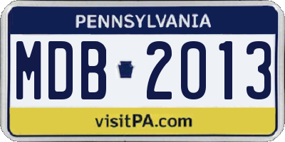 PA license plate MDB2013