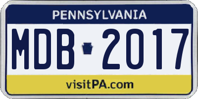 PA license plate MDB2017