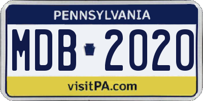 PA license plate MDB2020