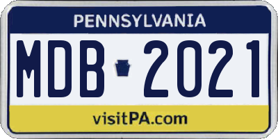 PA license plate MDB2021