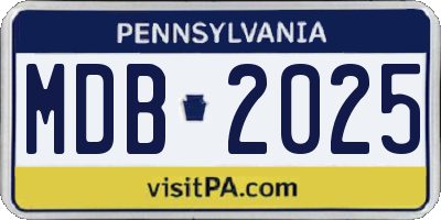 PA license plate MDB2025