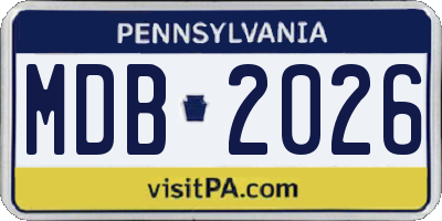 PA license plate MDB2026