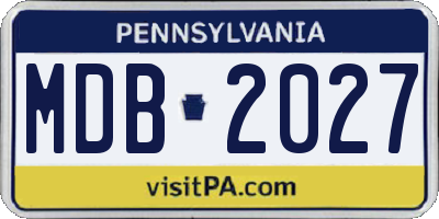 PA license plate MDB2027