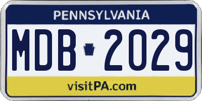 PA license plate MDB2029