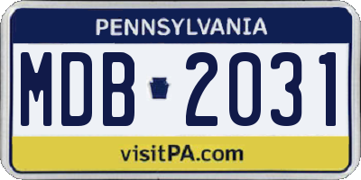 PA license plate MDB2031