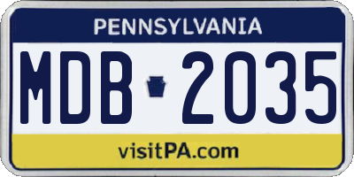 PA license plate MDB2035