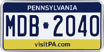 PA license plate MDB2040
