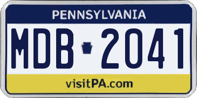 PA license plate MDB2041
