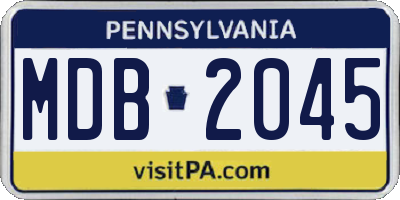 PA license plate MDB2045