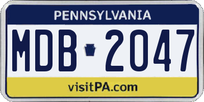 PA license plate MDB2047