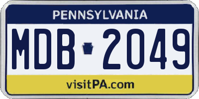PA license plate MDB2049