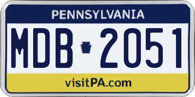 PA license plate MDB2051