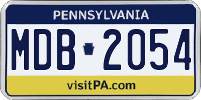 PA license plate MDB2054