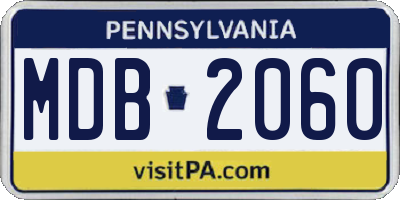 PA license plate MDB2060