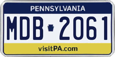 PA license plate MDB2061