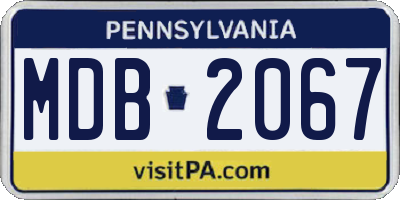 PA license plate MDB2067