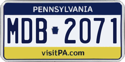 PA license plate MDB2071