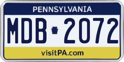 PA license plate MDB2072