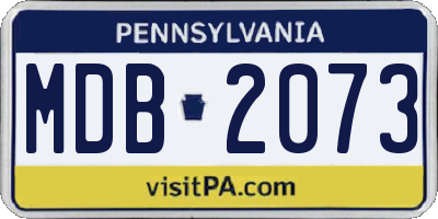 PA license plate MDB2073