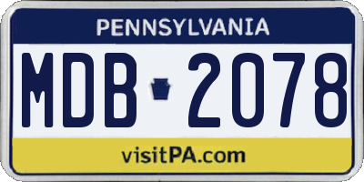 PA license plate MDB2078