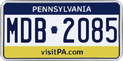PA license plate MDB2085