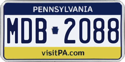 PA license plate MDB2088